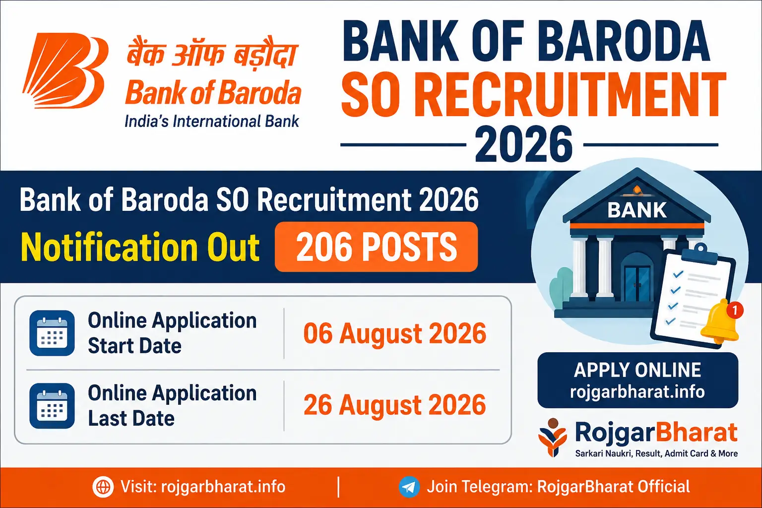 Bank of Baroda Specialist Officer SO Recruitment 2026