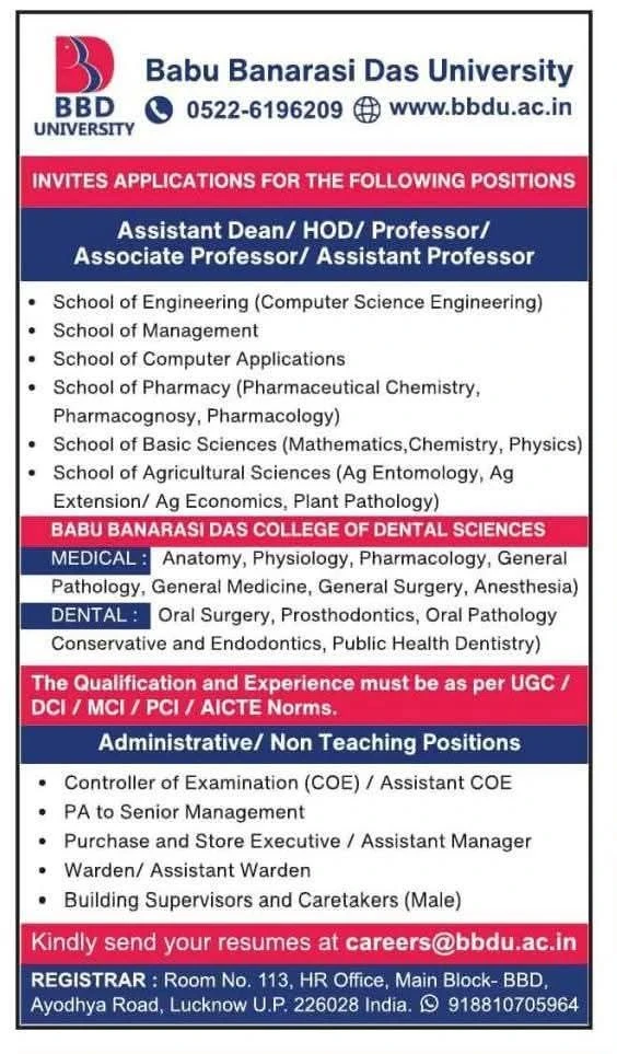 BBDU Teaching Non-Teaching Recruitment 2026 