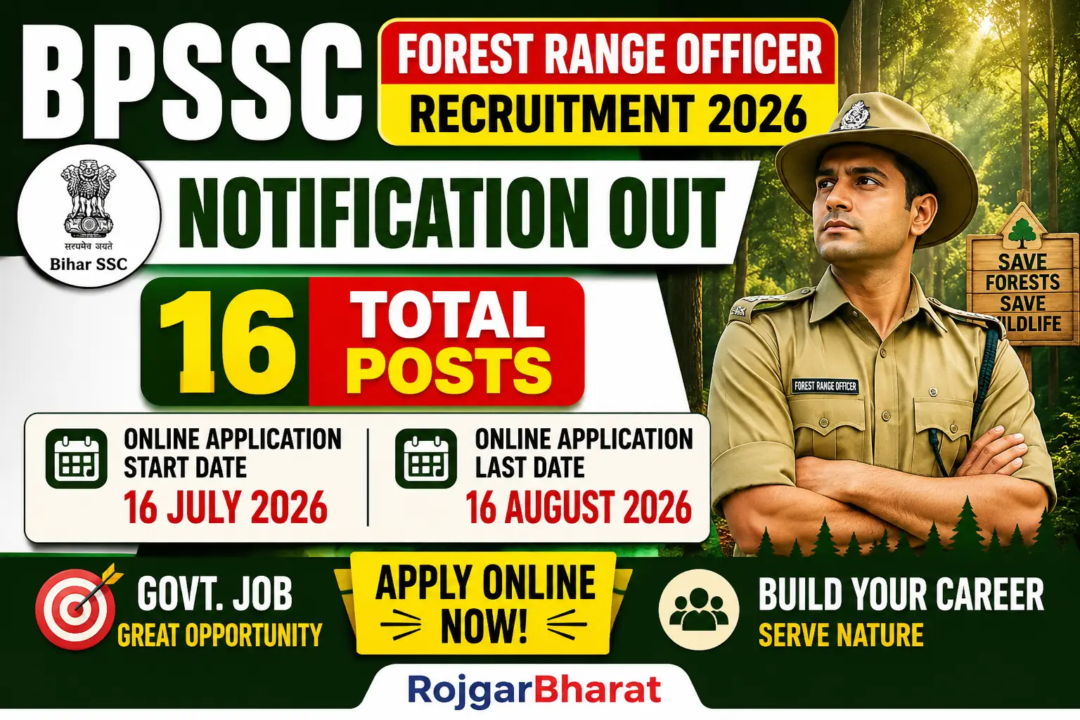 BPSSC Forest Range Officer Recruitment 2026 Notification Out 16 Posts