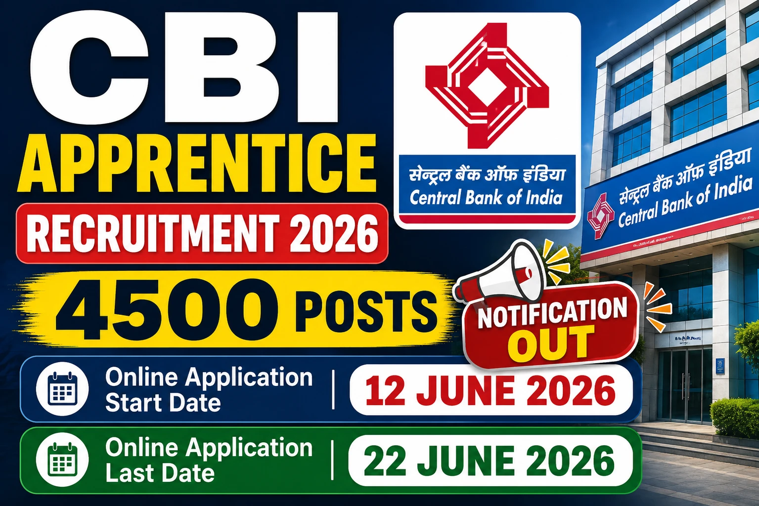 CBI Apprentice Recruitment 2026 Notification Out 4500 Posts