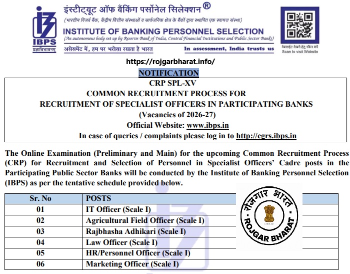 IBPS Specialist Officer SO 15th Recruitment 2025