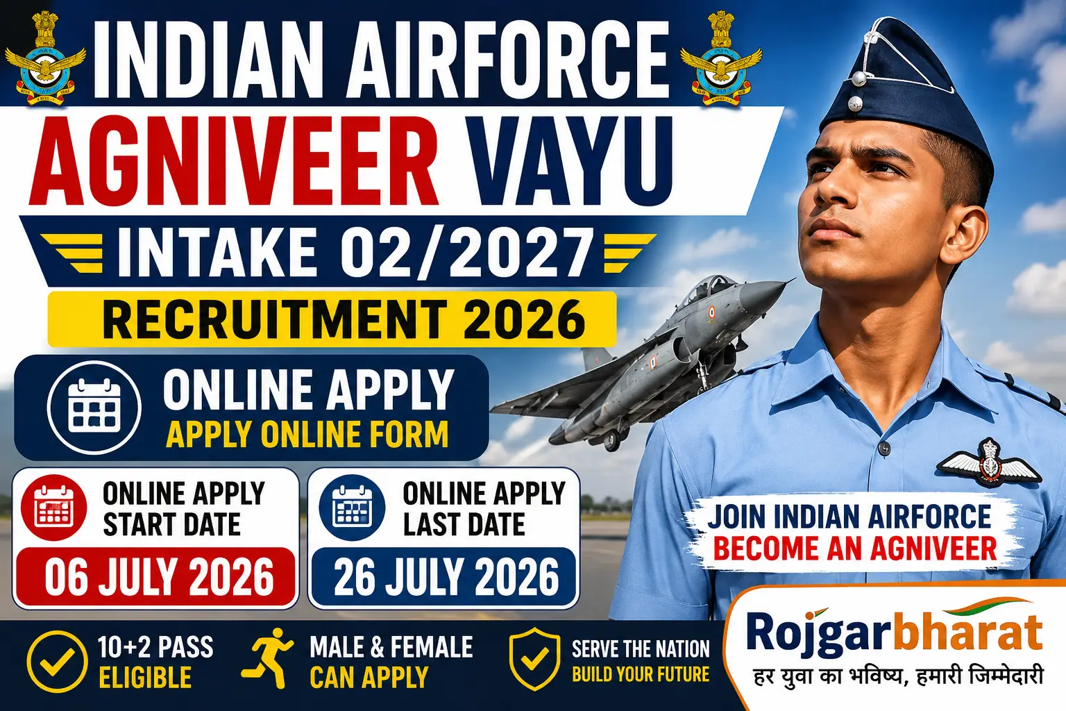 Indian Airforce Agniveer Vayu Intake 02/2027 Recruitment Apply Online Form
