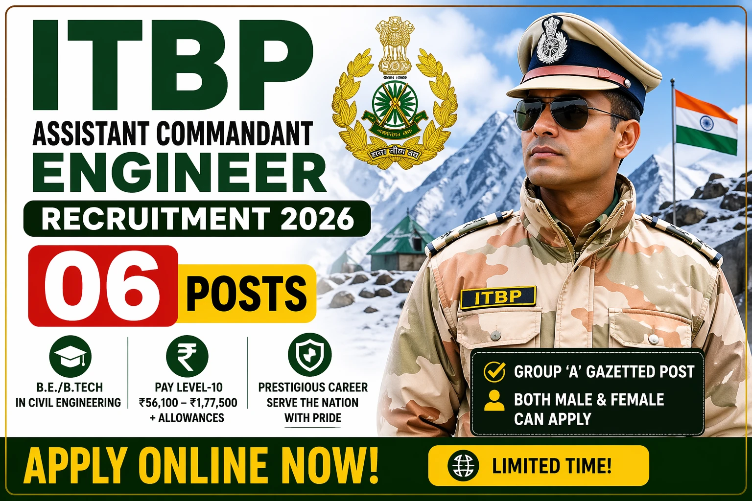 ITBP Assistant Commandant Engineer Recruitment 2026: 06 Posts, Apply Online Now