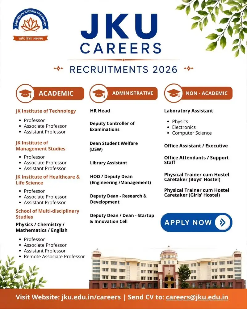 JKU, Odisha Teaching and Non-Teaching Recruitment 2026