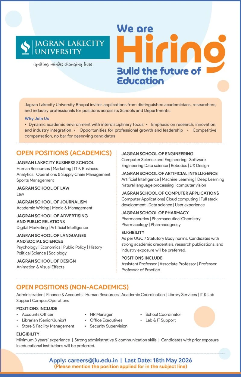 JL University Teaching Non-Teaching Recruitment 2026 