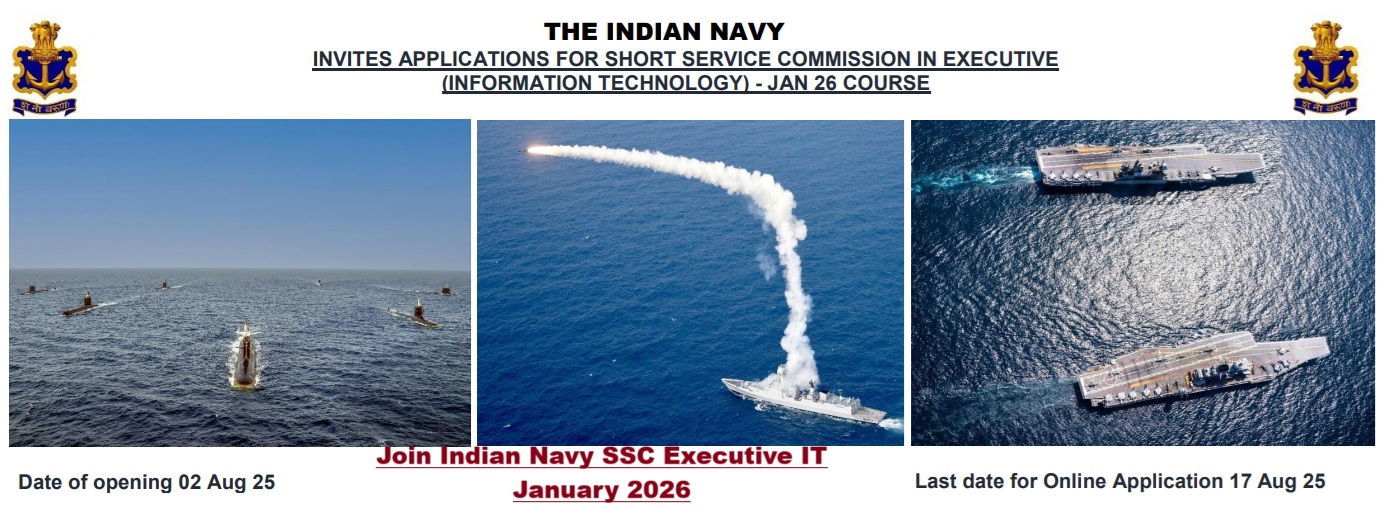 Join Indian Navy SSC Executive IT January 2026 Online Form