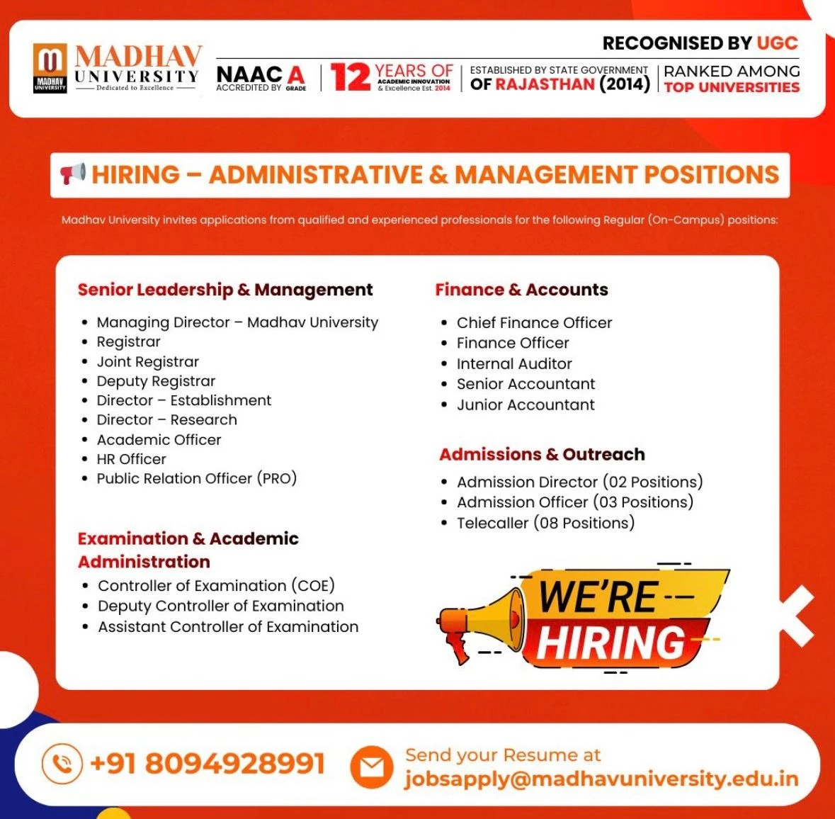 Madhav University Teaching Non-Teaching Recruitment 2026