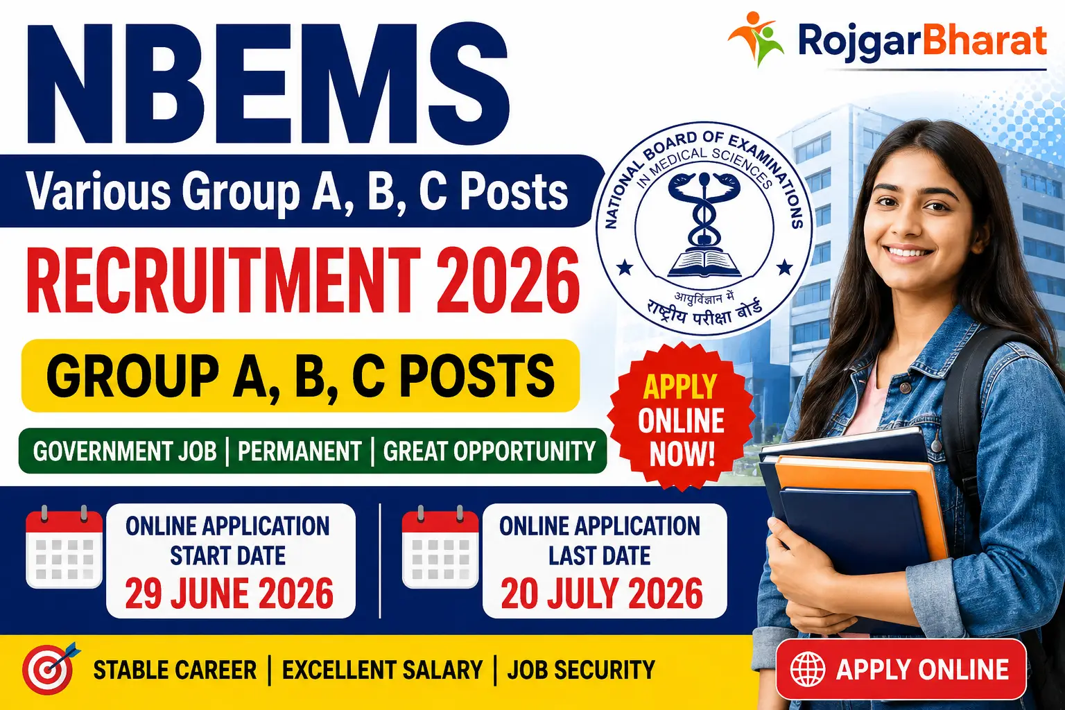 NBEMS Various Group A, B, C Posts Recruitment 2026