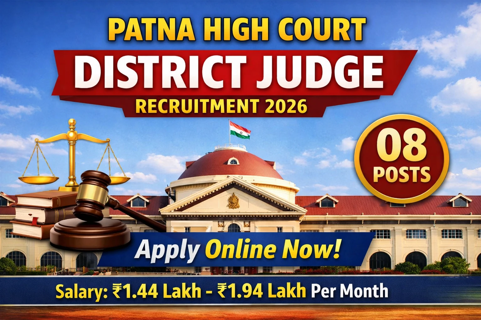 Patna High Court District Judge Recruitment 2026: 08 Posts, Apply Online Now