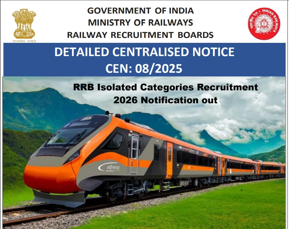 RRB Isolated Categories Recruitment 2026 Notification out 312 Posts