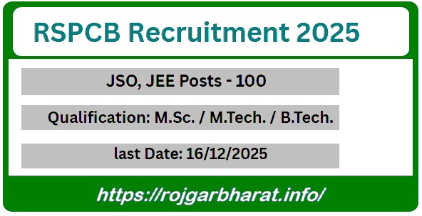 	
RSPCB JSO & JEE Recruitment 2025 Notification Out 100 Posts