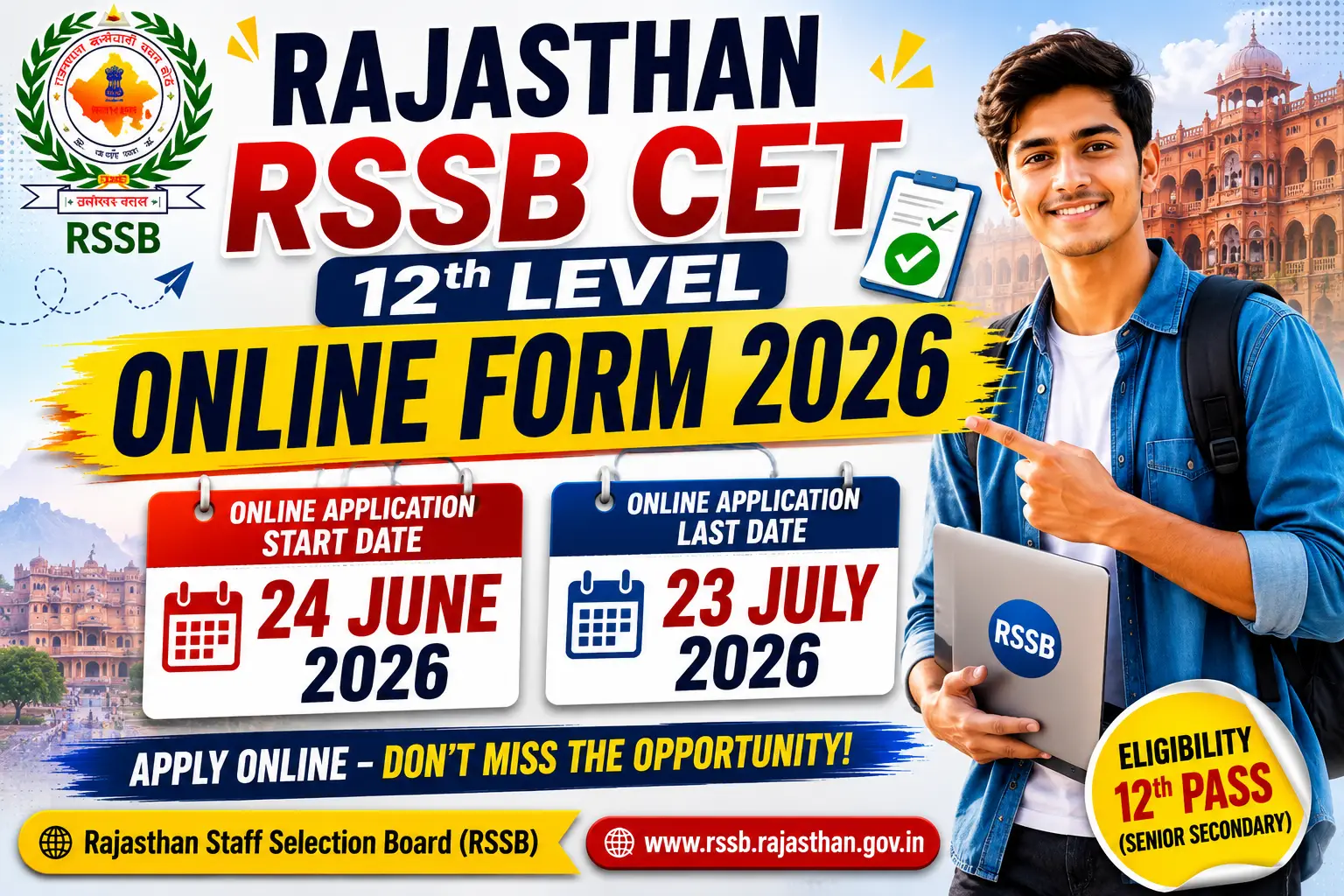 Rajasthan RSSB CET 12th Level Online Form 2026 