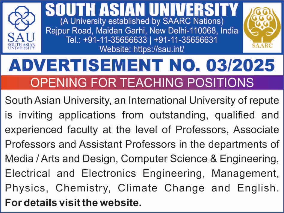 	
SAU Teaching Recruitment 2025