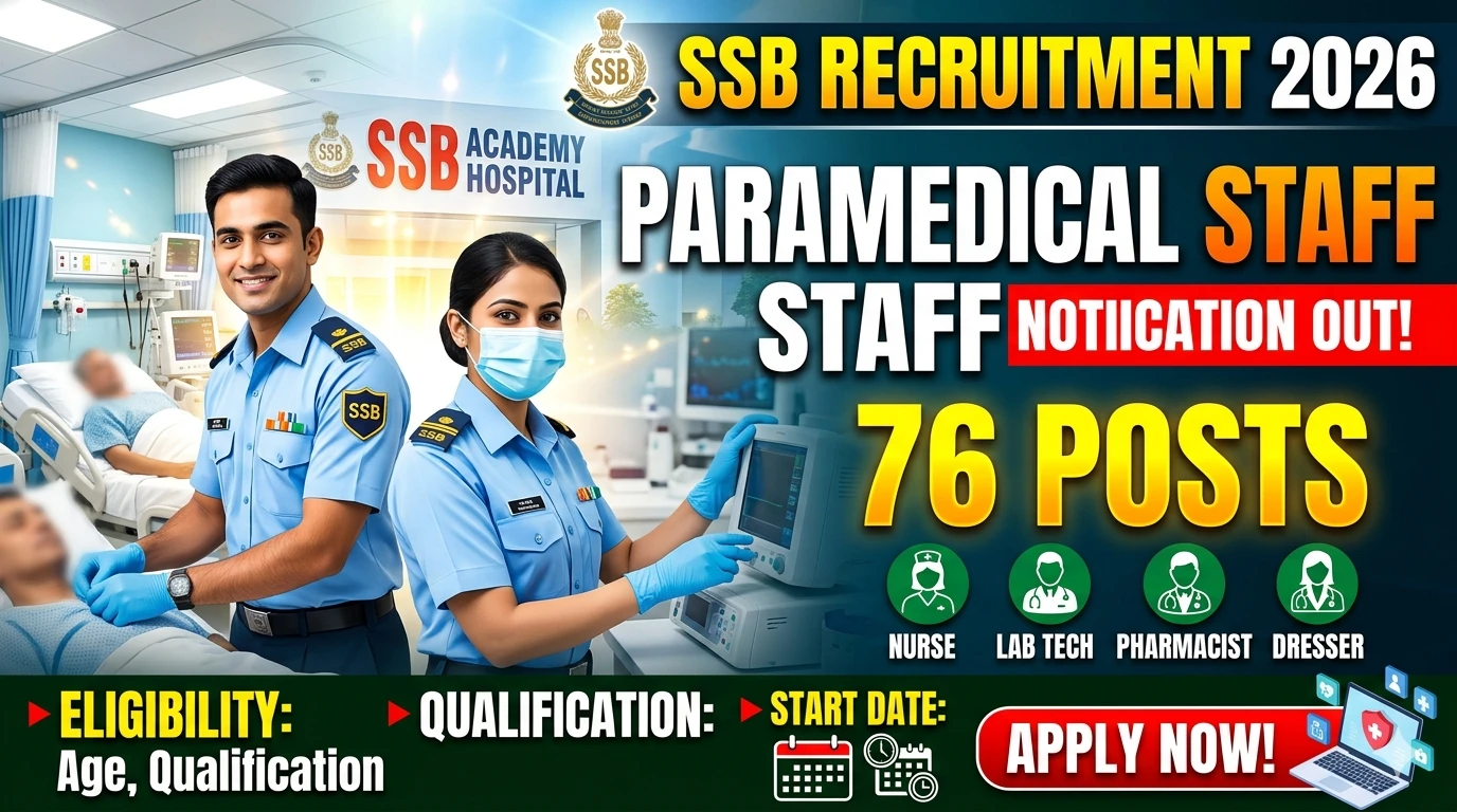 SSB Paramedical Staff Recruitment 2026 Notification Out for 76 Posts
