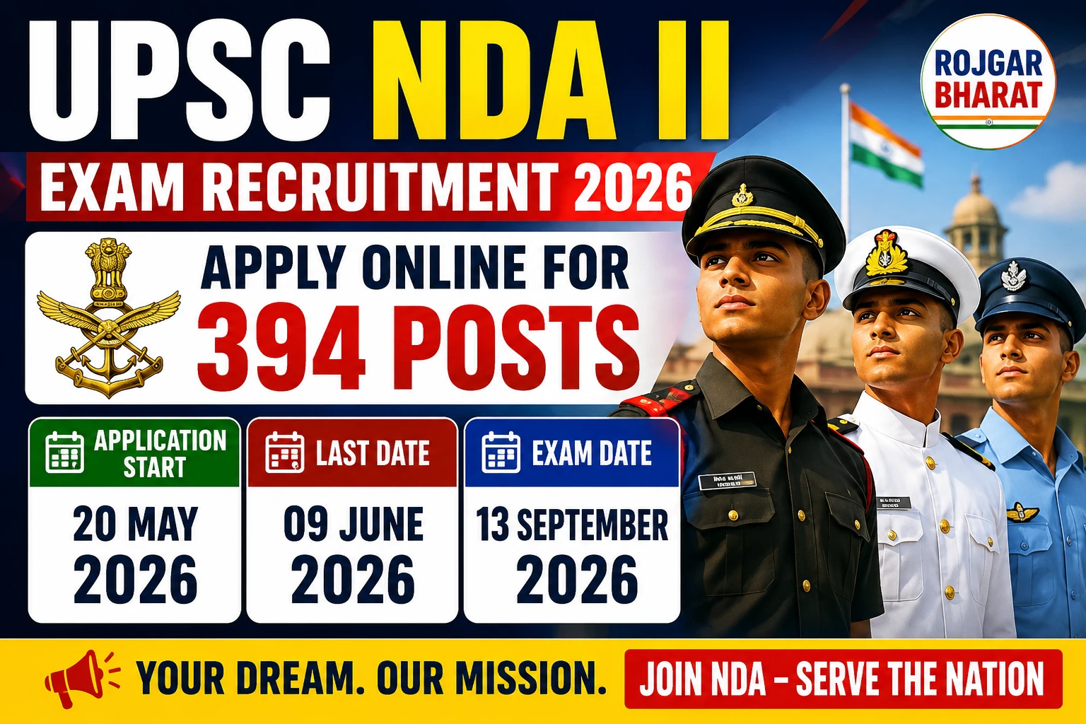 UPSC NDA II Exam Recruitment 2026 Apply Online for 394 Posts